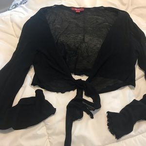 Monsoon. Tie cardigan. wrap.bolero, black